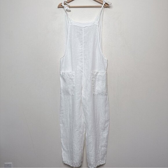 9Seed Womens M/L White Cotton Latigo Cropped Overalls - Picture 2 of 14